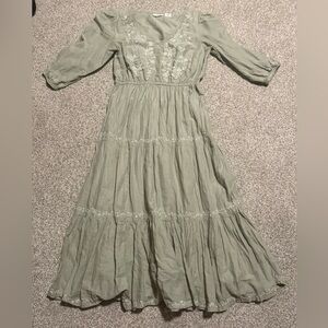 Lucky Brand Green Embroidered Dress